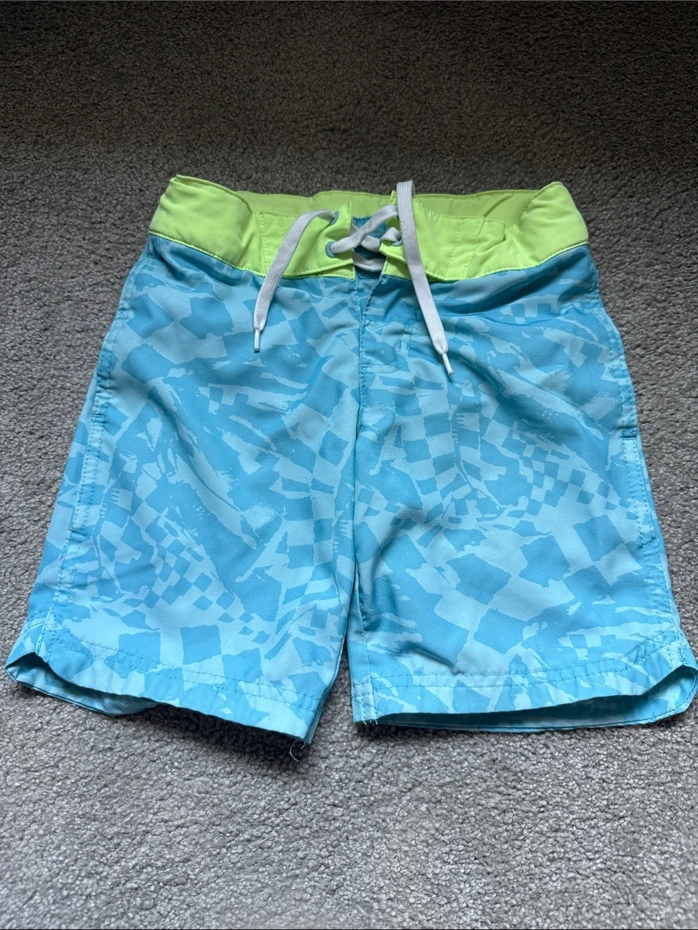 art class Light Blue Swim Shorts with Lime Waistband